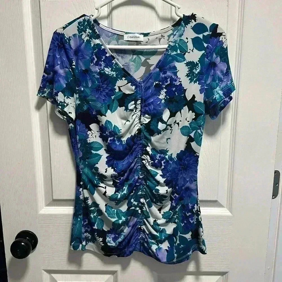 Calvin Klein Tops - Turquoise and purple CALVIN KLEIN floral dress top